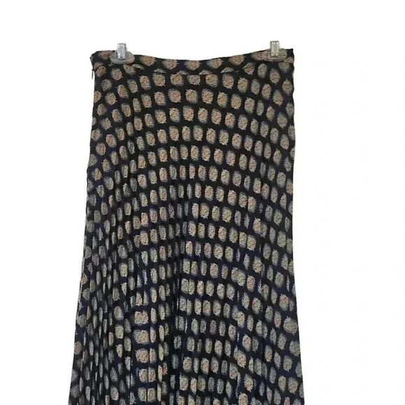 Banana Republic Women's Navy Blue Polyester Accordion Pleated Geo Print Maxi Ski - Picture 13 of 14